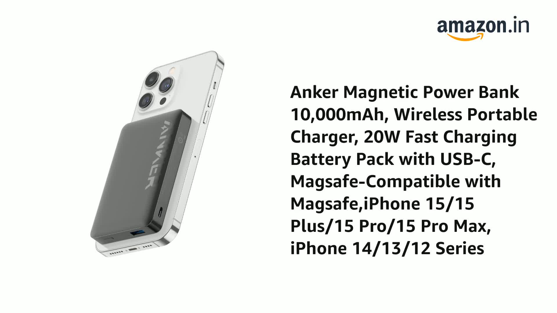 Anker Magnetic Power Bank 10,000mAh, Wireless Portable Charger